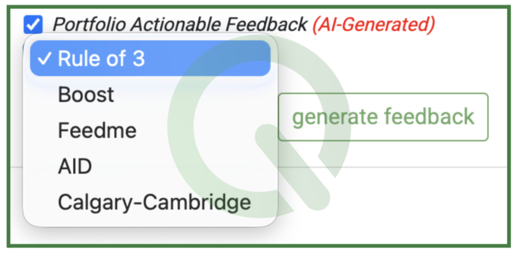 AI feedback styles on Qpercom feedback form